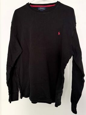 Polo by Ralph Lauren Black Long-Sleeve Crewneck with Red Pony